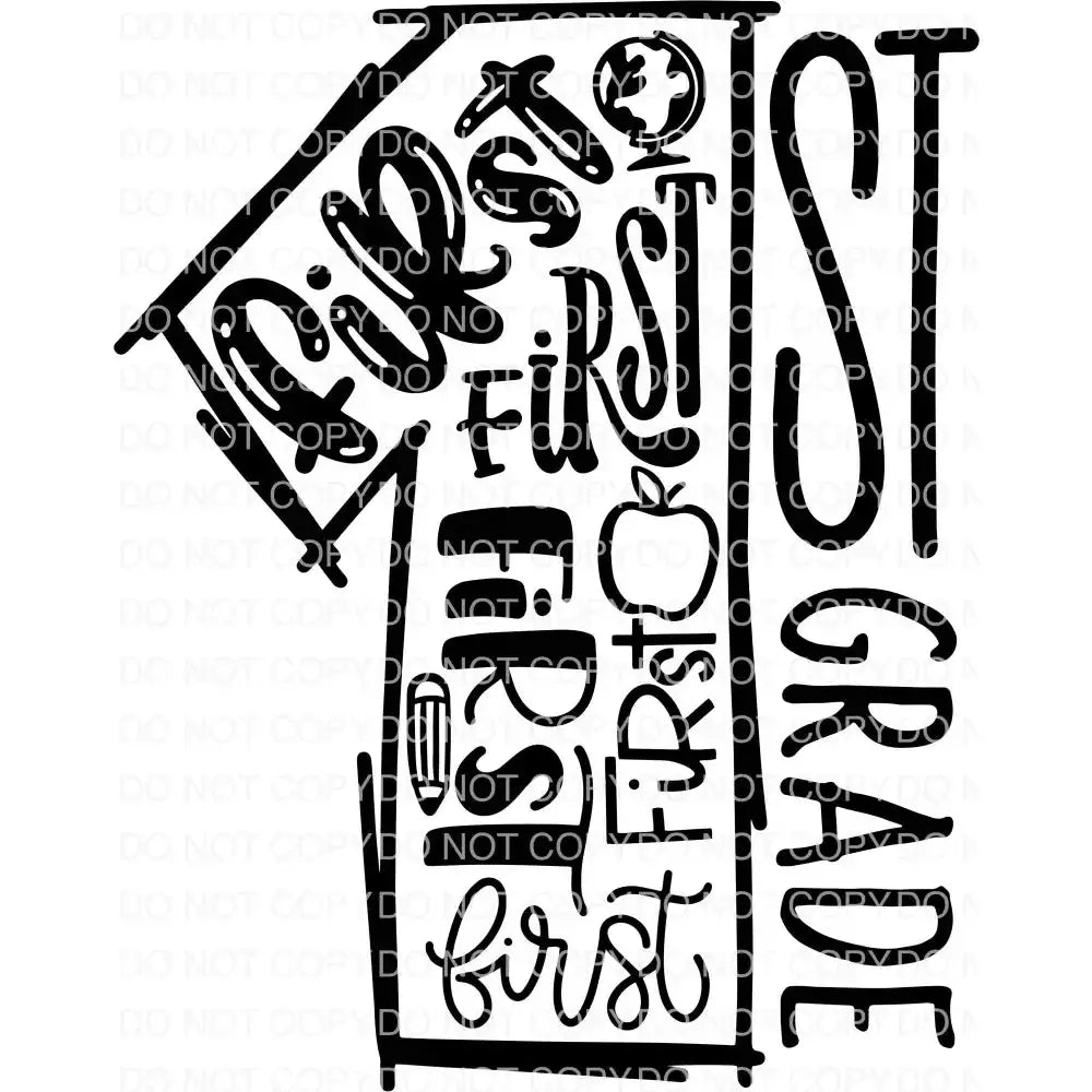 1st Grade Typography DTF TRANSFER tee and shirts transfers