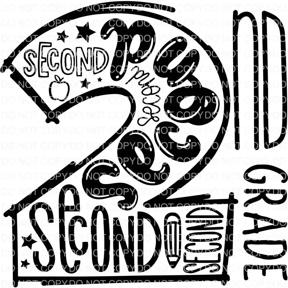 2nd Grade Typography DTF TRANSFER tee and shirts transfers