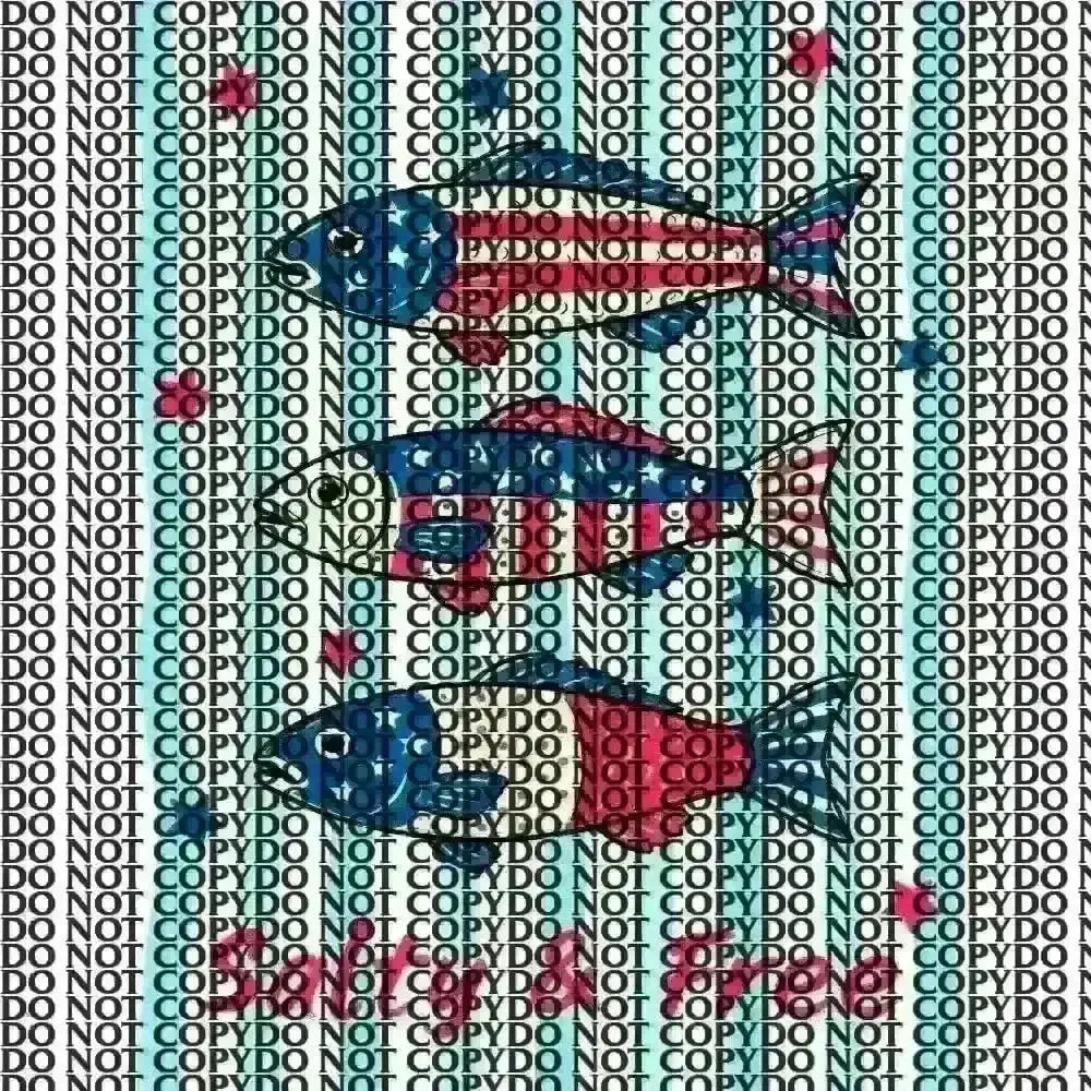 4th of July Fish DTF TRANSFER tee and shirts transfers