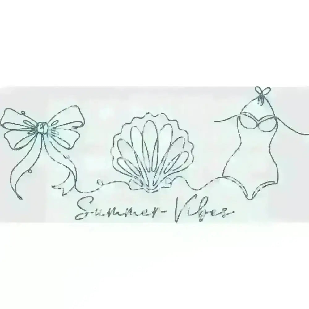 Bikini Bow and Seashell Line Art DTF TRANSFER DTF TRANSFER tee and shirts transfers