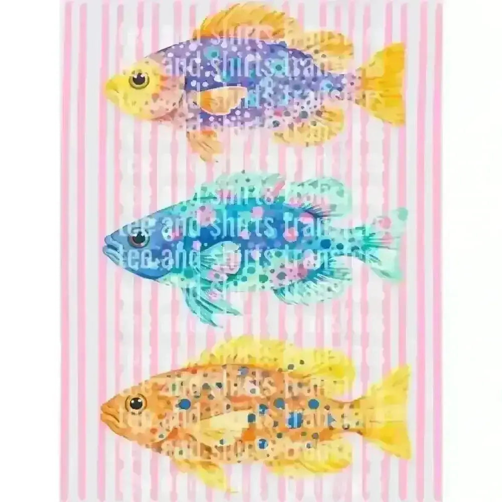 Colorful Watercolor Fish DTF TRANSFER DTF TRANSFER tee and shirts transfers