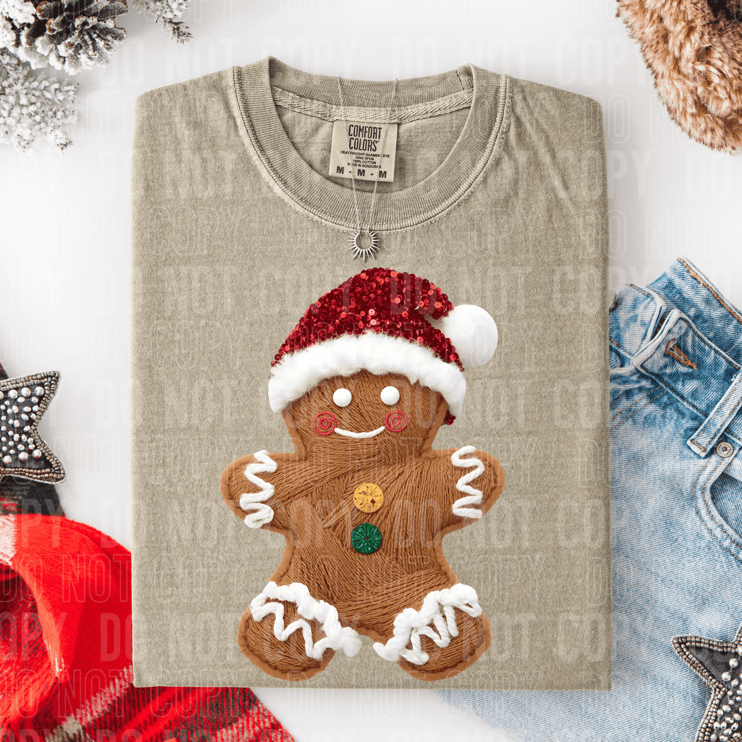 Gingerbread Yarn DTF TRANSFER tee and shirts transfers