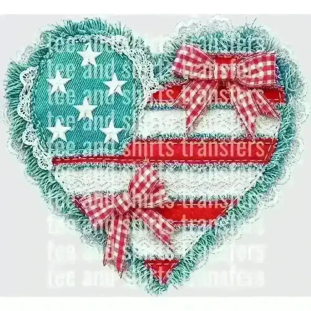 Heart-Shaped American Flag DTF TRANSFER DTF TRANSFER tee and shirts transfers