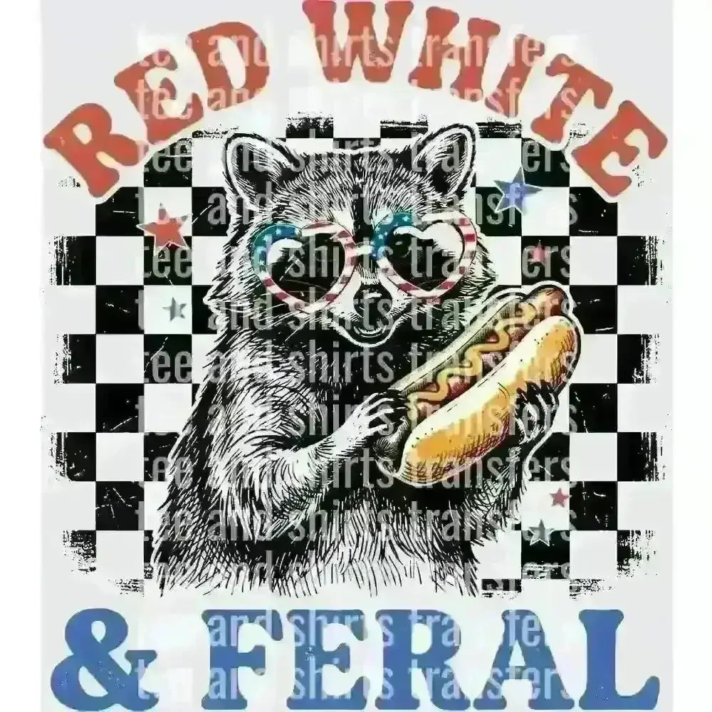 Red White and Feral DTF TRANSFER DTF TRANSFER tee and shirts transfers
