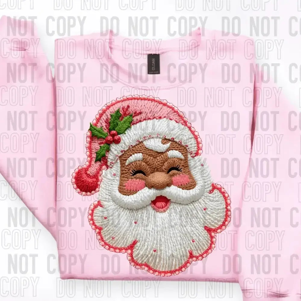 Santa Pink Faux Yarn DTF TRANSFER tee and shirts transfers