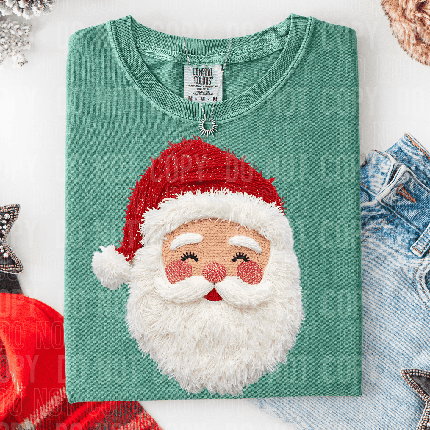 Santa Realistic Yarn DTF TRANSFER tee and shirts transfers