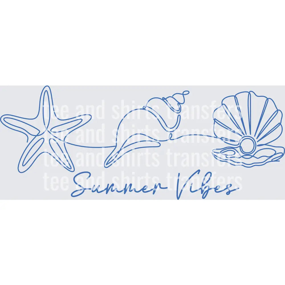 Starfish Whale Shell Ocean Line Art DTF TRANSFER