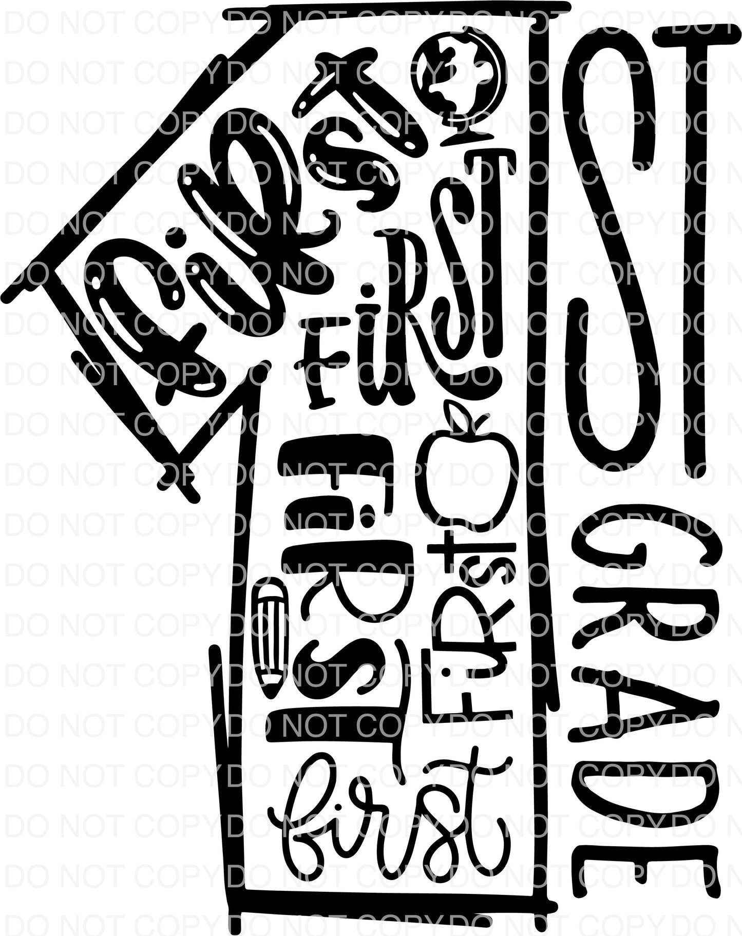 1st Grade Typography DTF TRANSFER tee and shirts transfers