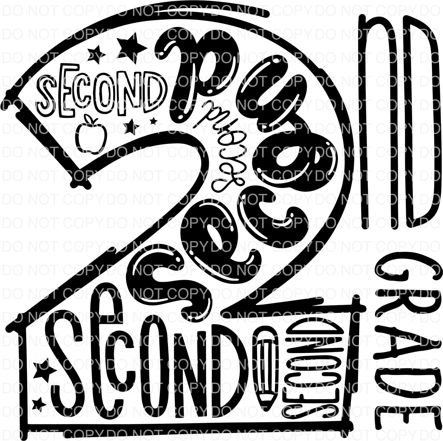 2nd Grade Typography DTF TRANSFER tee and shirts transfers