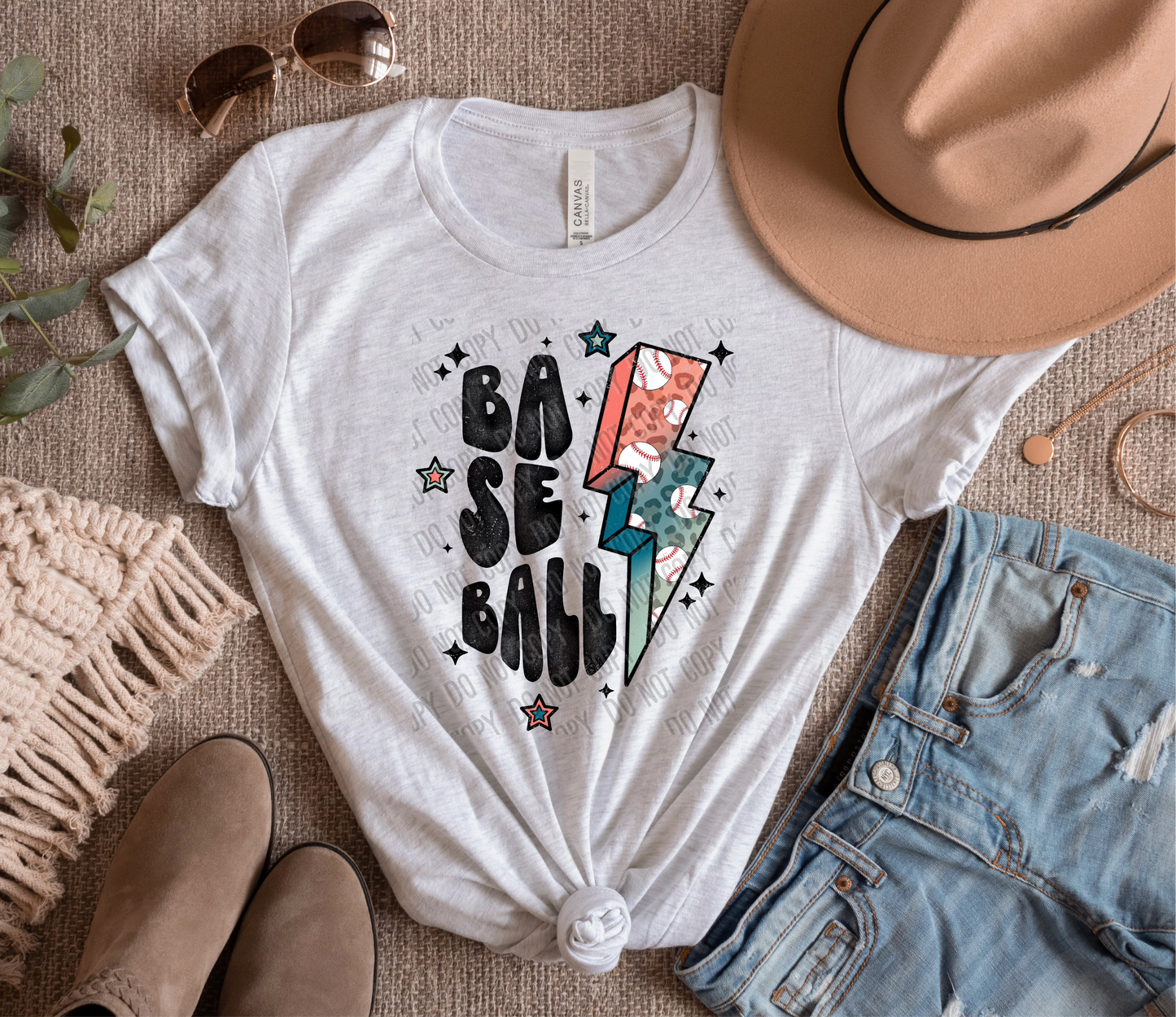 Baseball Bolt DTF Transfer tee and shirts transfers