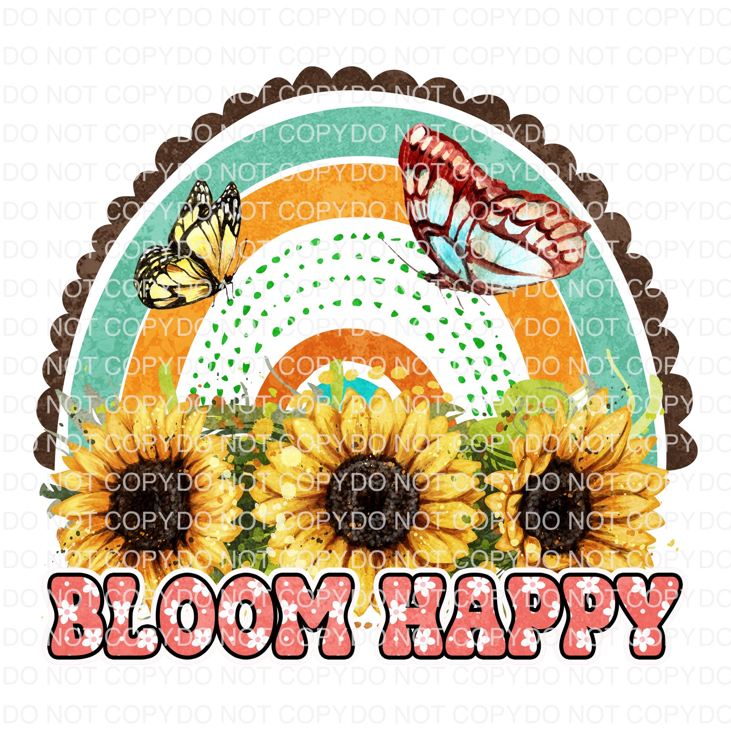 Bloom Happy DTF TRANSFER tee and shirts transfers