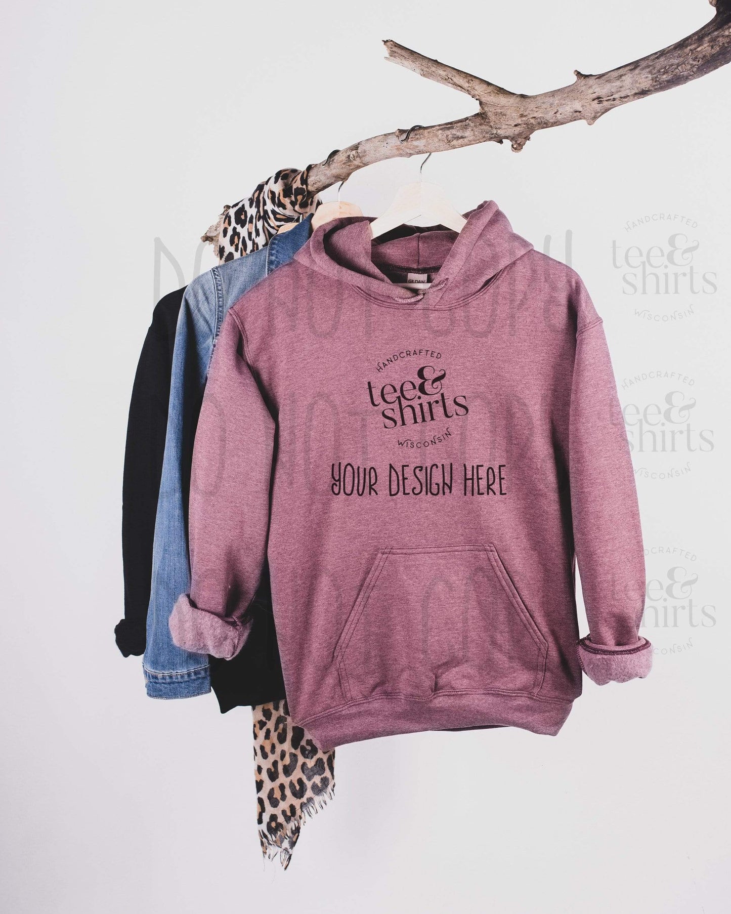 Gildan G185 Hoodie mockup Heather Sport Dark Maroon Hanging Sweatshirt Shirt mock up teeANDshirts