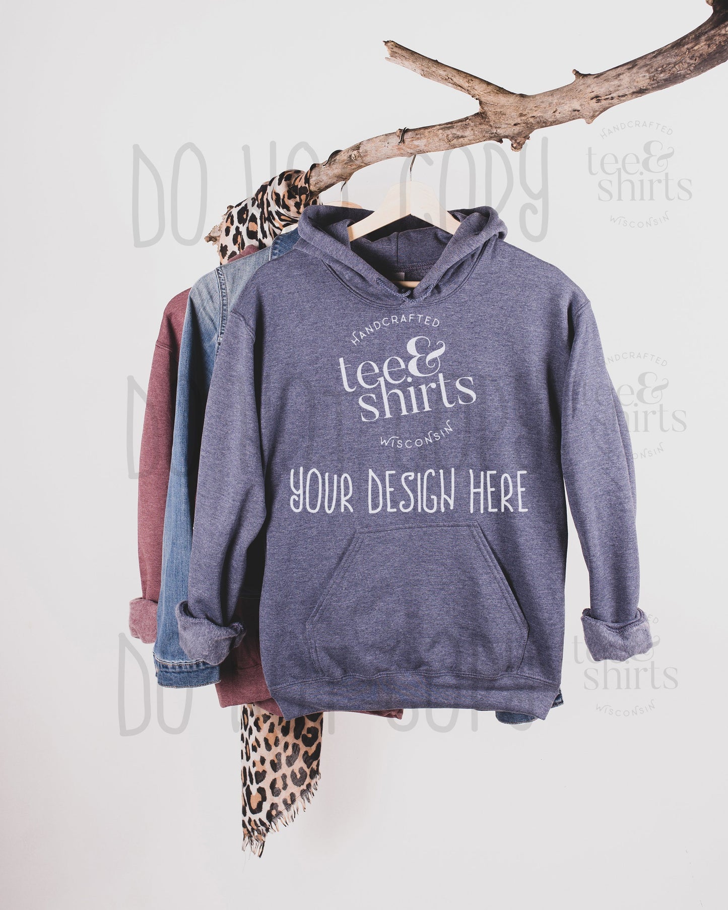 Gildan G185 Hoodie mockup Heather Sport Dark Navy Hanging Sweatshirt Shirt mock up teeANDshirts