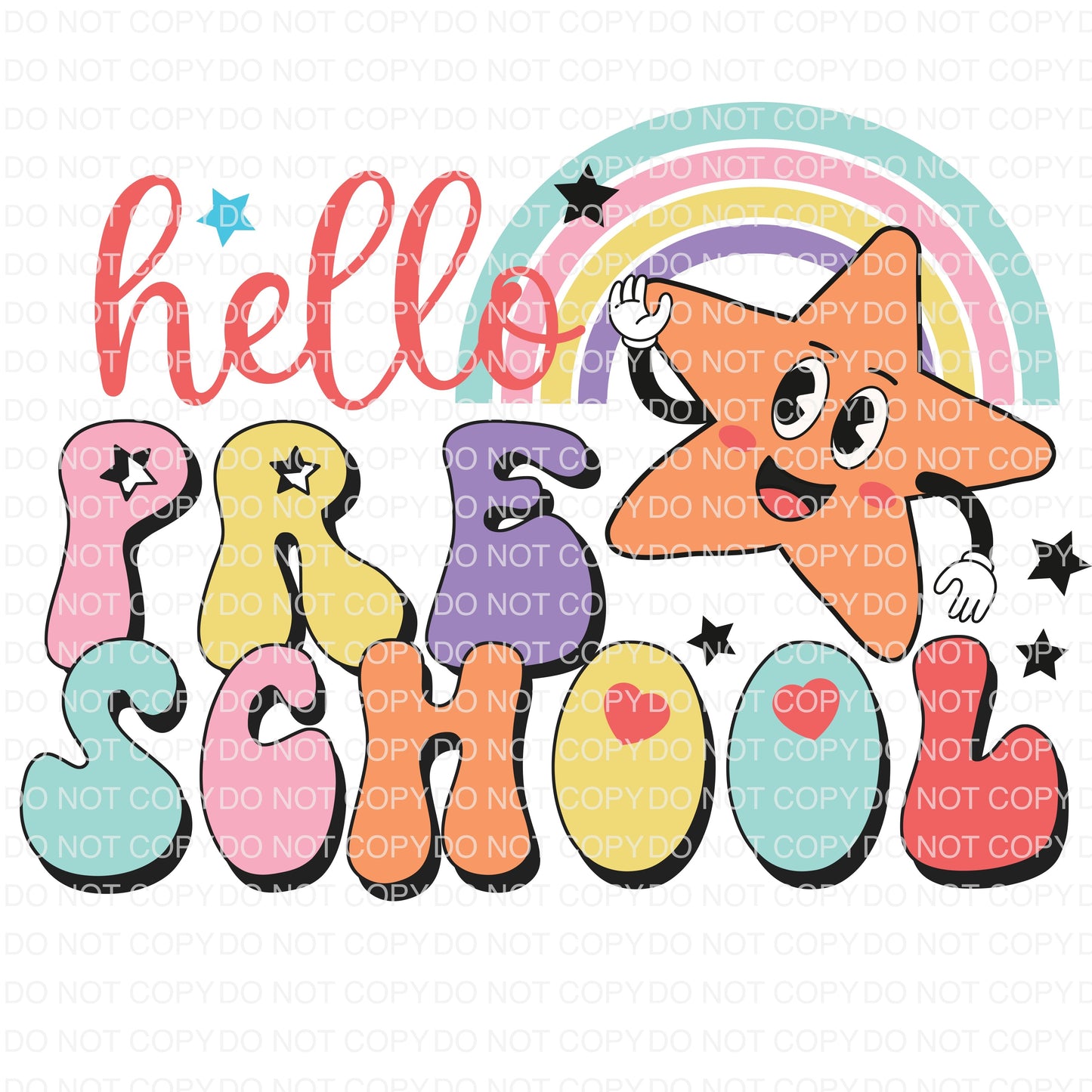 Hello Preschool DTF TRANSFER tee and shirts transfers