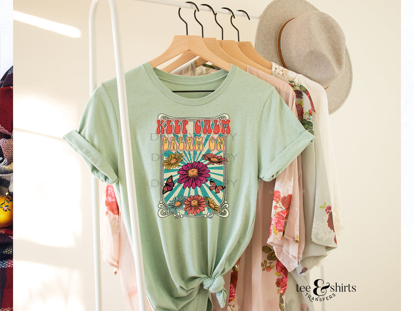 Keep calm dream on tee and shirts transfers