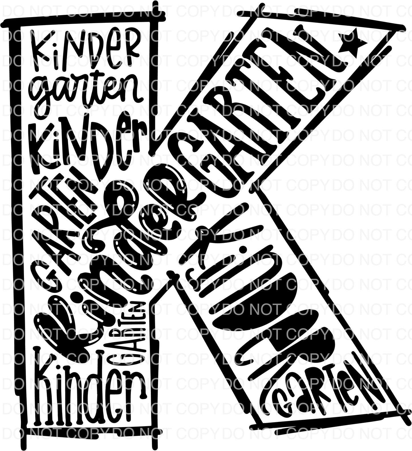 Kindergarten Typography DTF TRANSFER tee and shirts transfers