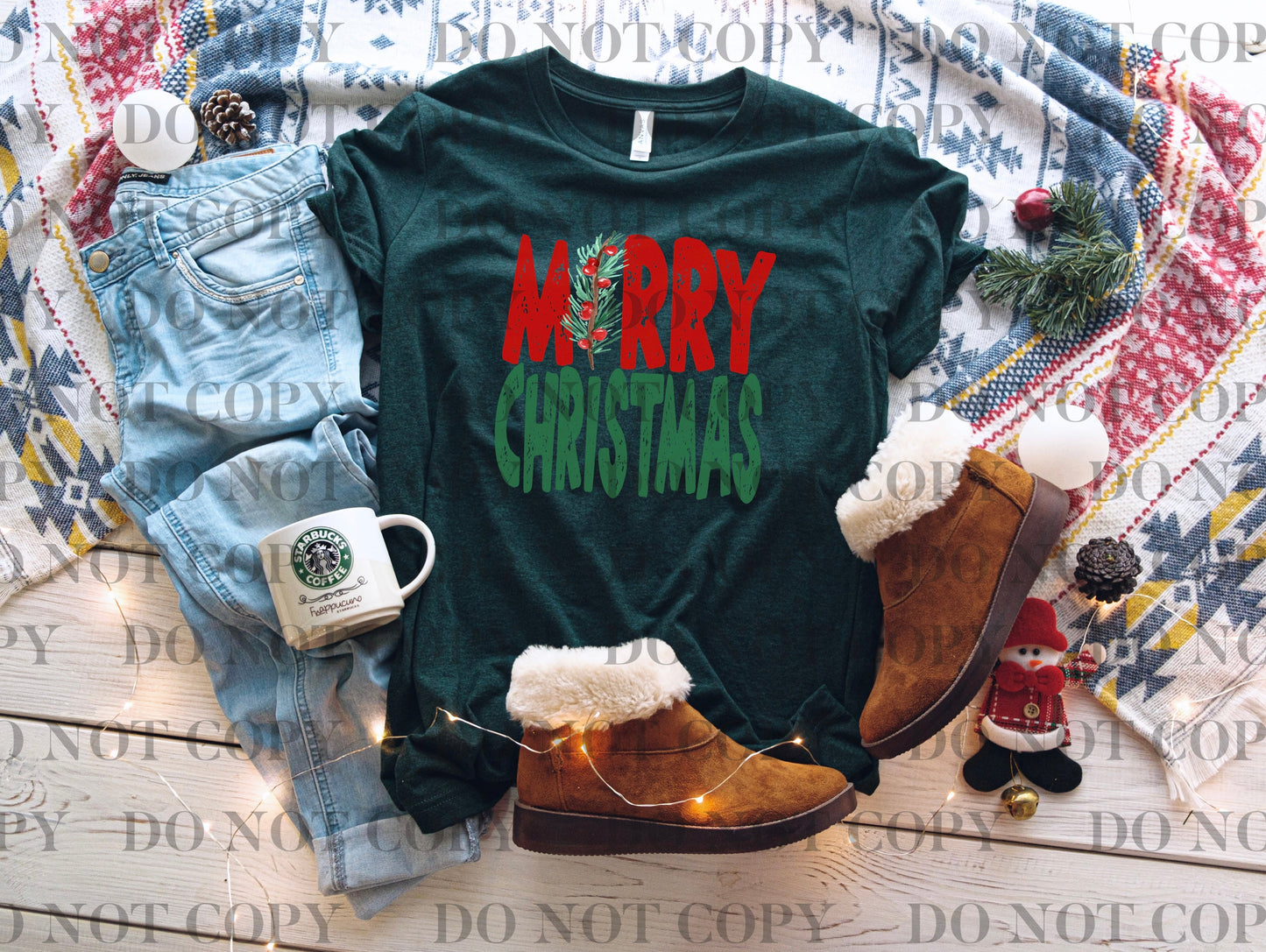Merry Christmas Bolt DTF TRANSFER tee and shirts transfers