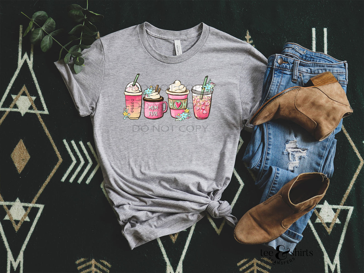 Mom Fuel Coffee DTF Transfer tee and shirts transfers
