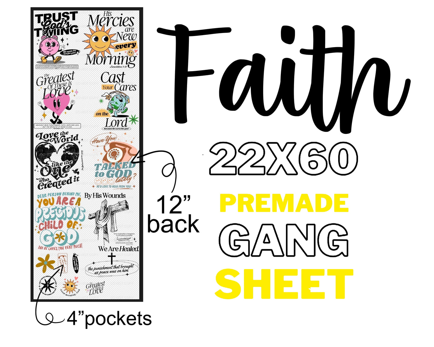 Premade FAITH Gang Sheet tee and shirts transfers