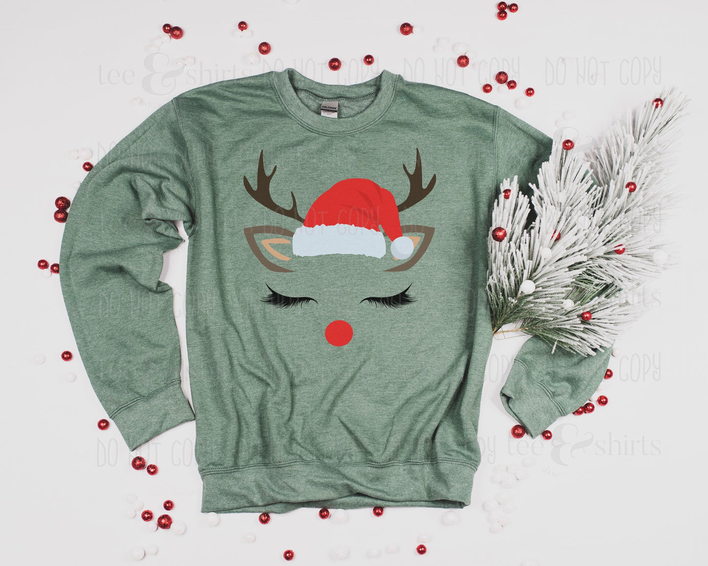 Reindeer face Christmas tee and shirts transfers