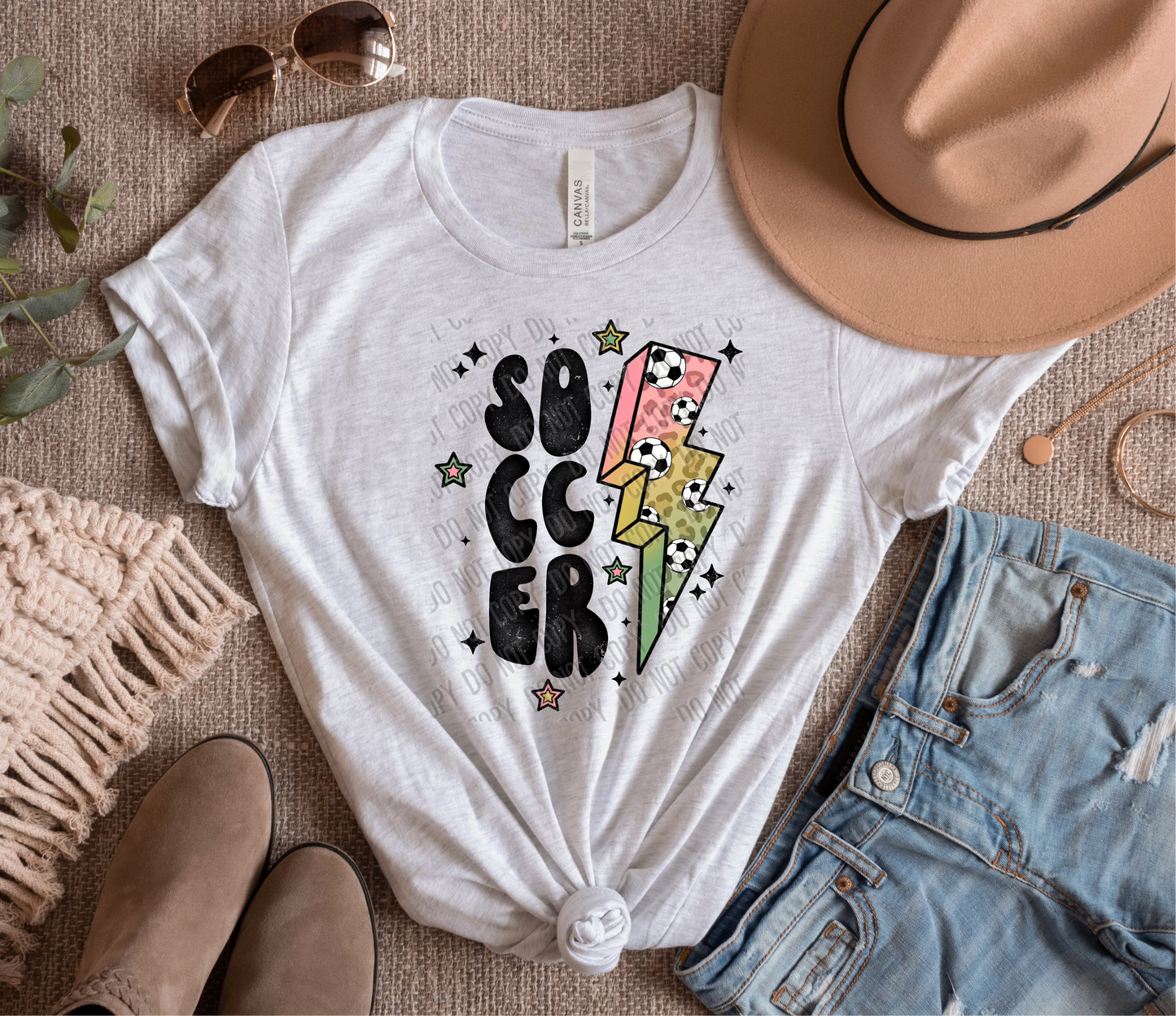 Soccer Bolt DTF Transfer tee and shirts transfers