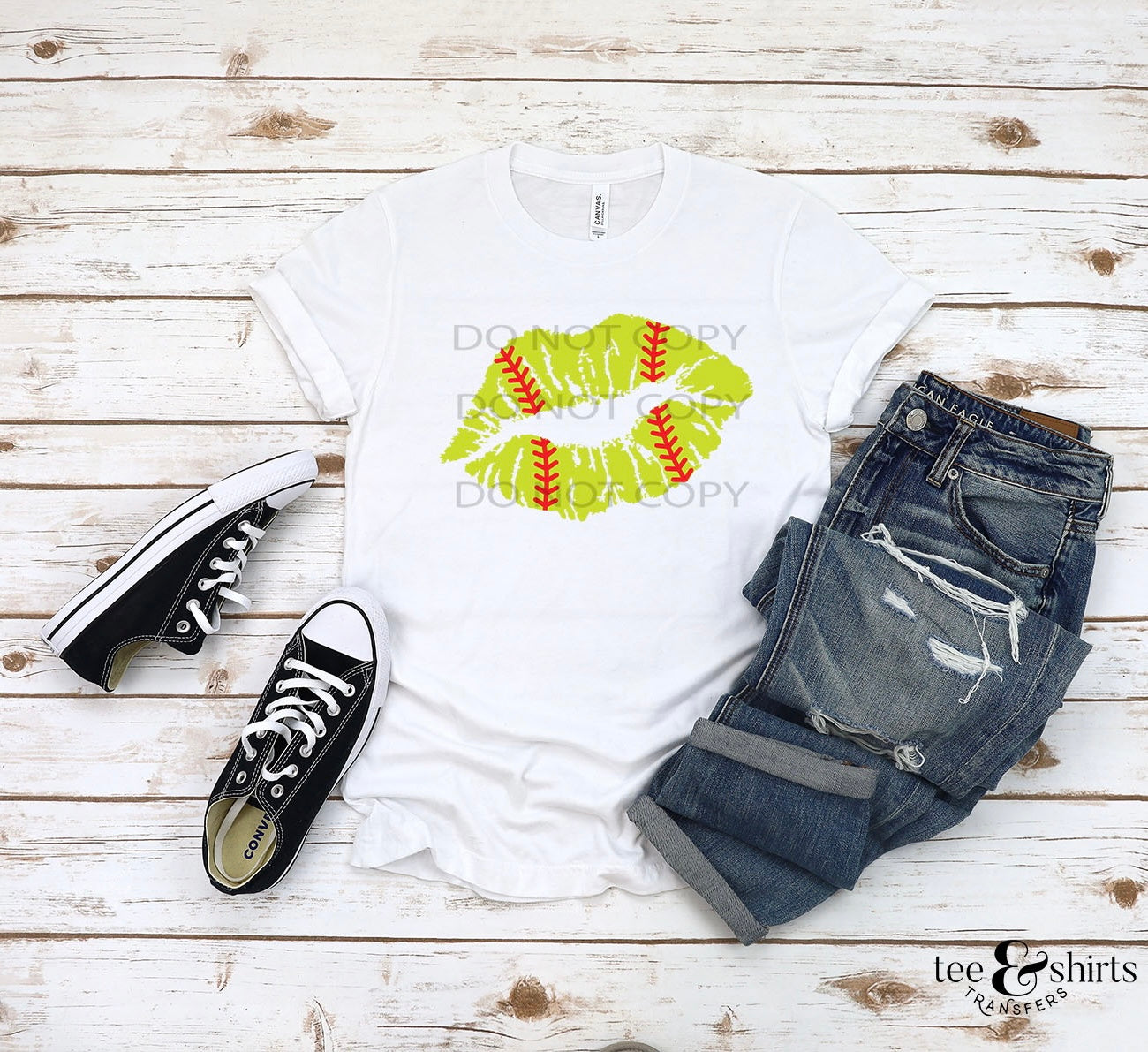 Softball Lips DTF Transfer tee and shirts transfers