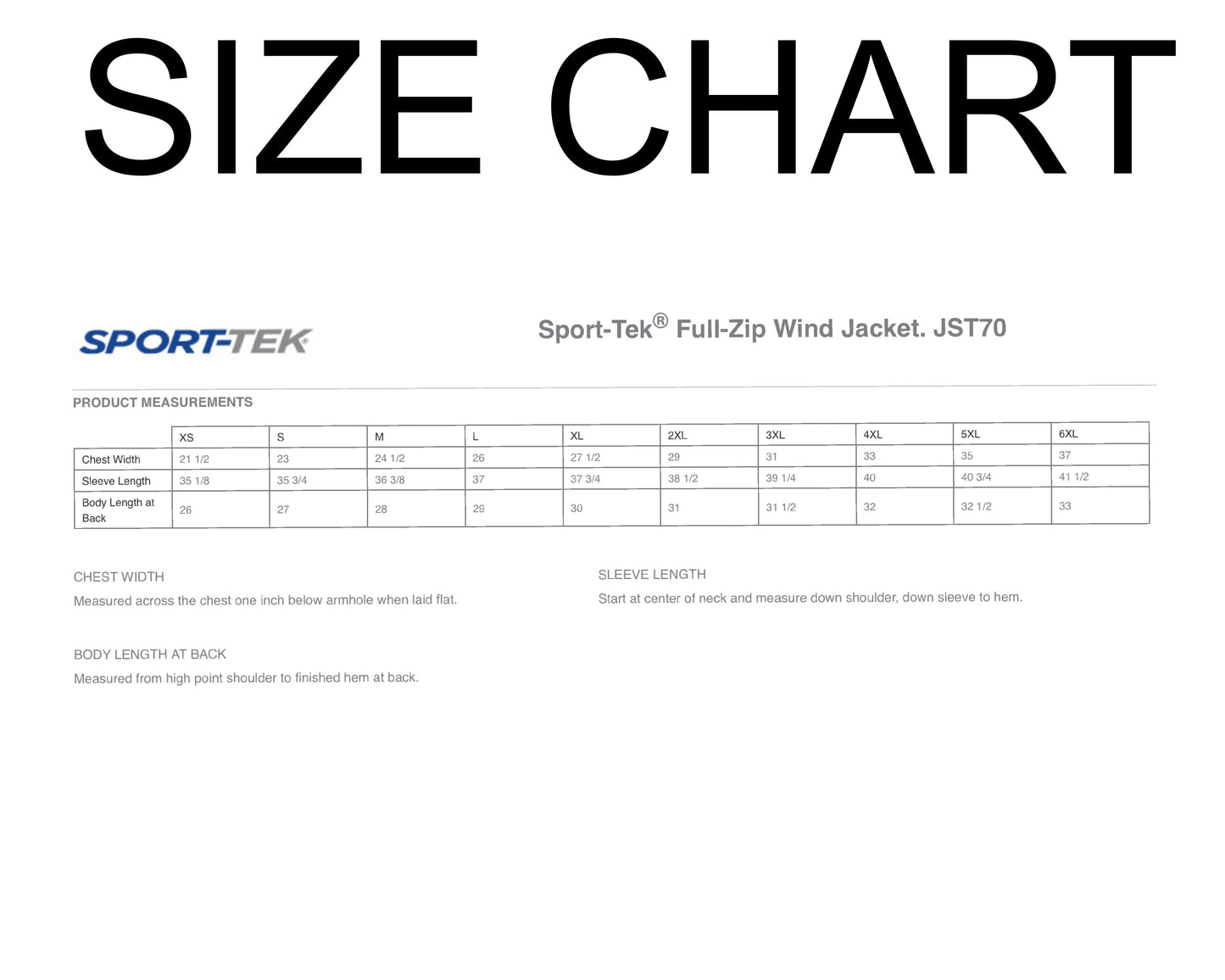 Sport-Tek® Full-Zip Wind Jacket-JST70 tee and shirts transfers