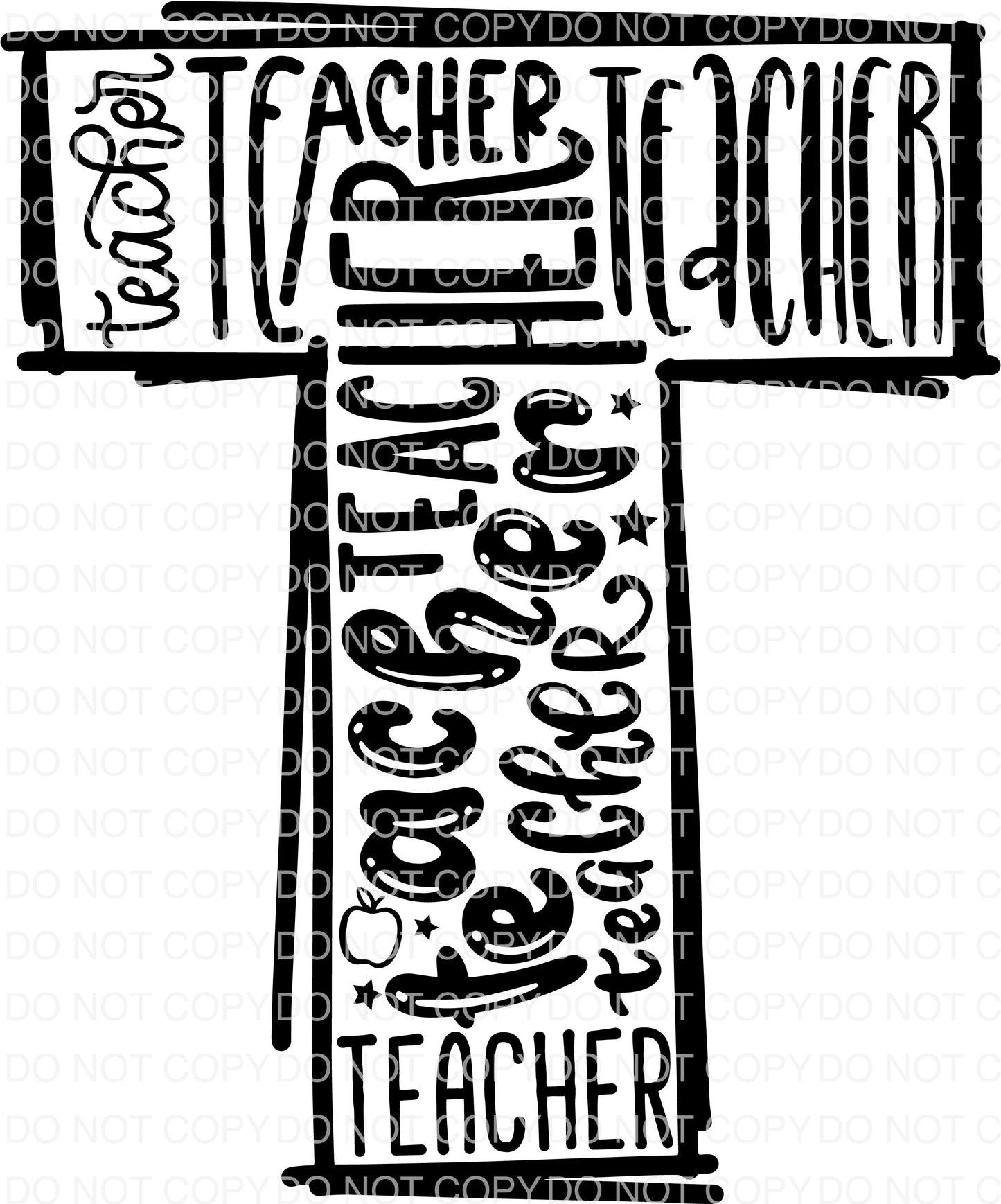 Teacher Typography DTF TRANSFER tee and shirts transfers