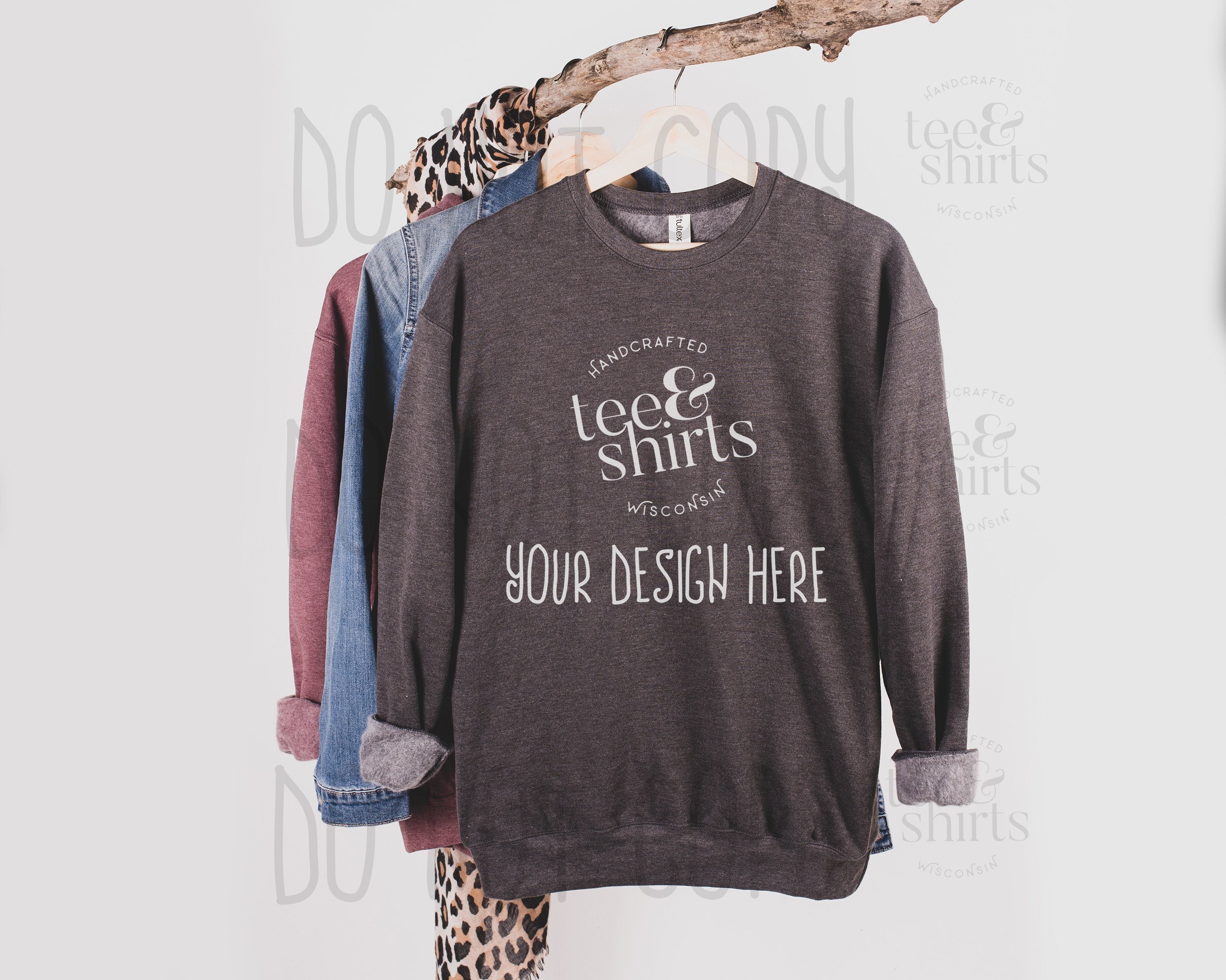 Tultex 340 Hoodie mockup Heather Charcoal Hanging Sweatshirt Shirt