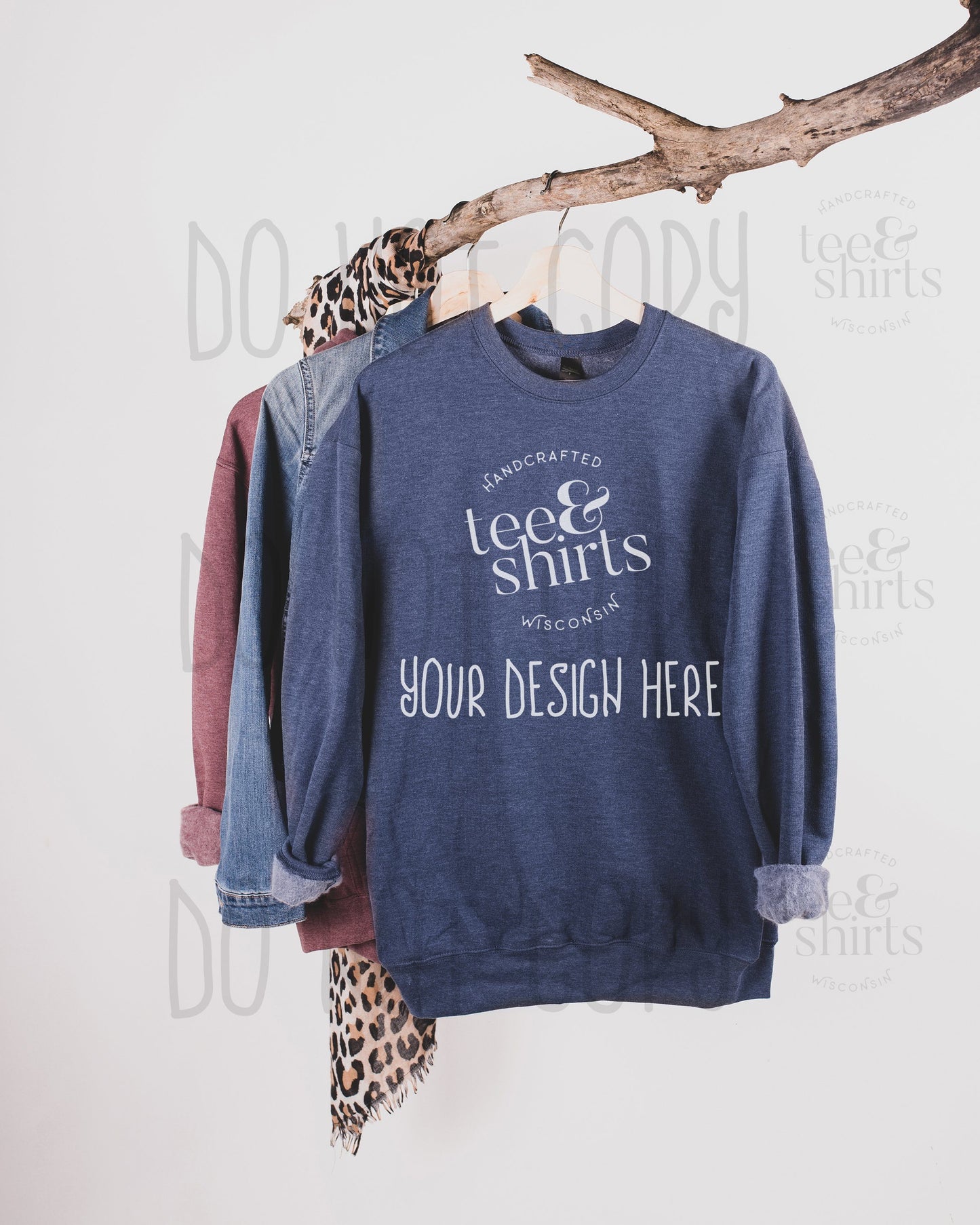 Tultex 340 Hoodie mockup Heather Denim Hanging sweatshirt Shirt mock up teeANDshirts