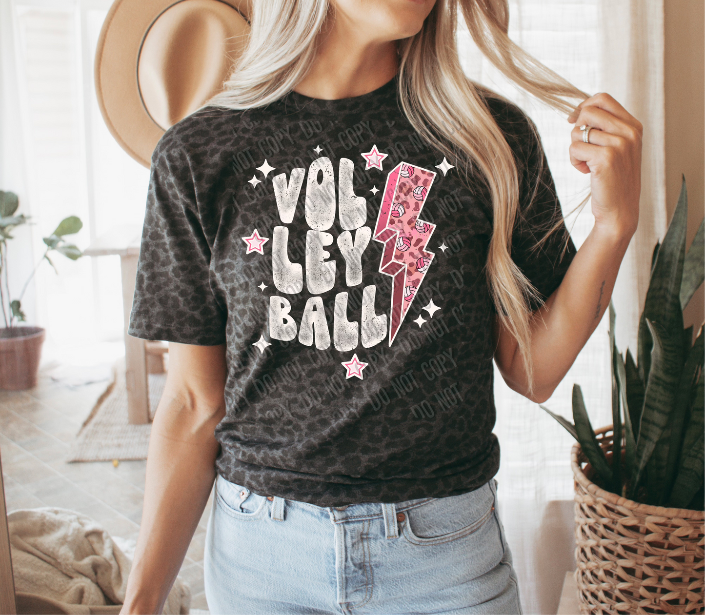 Volleyball Bolt white DTF Transfer tee and shirts transfers