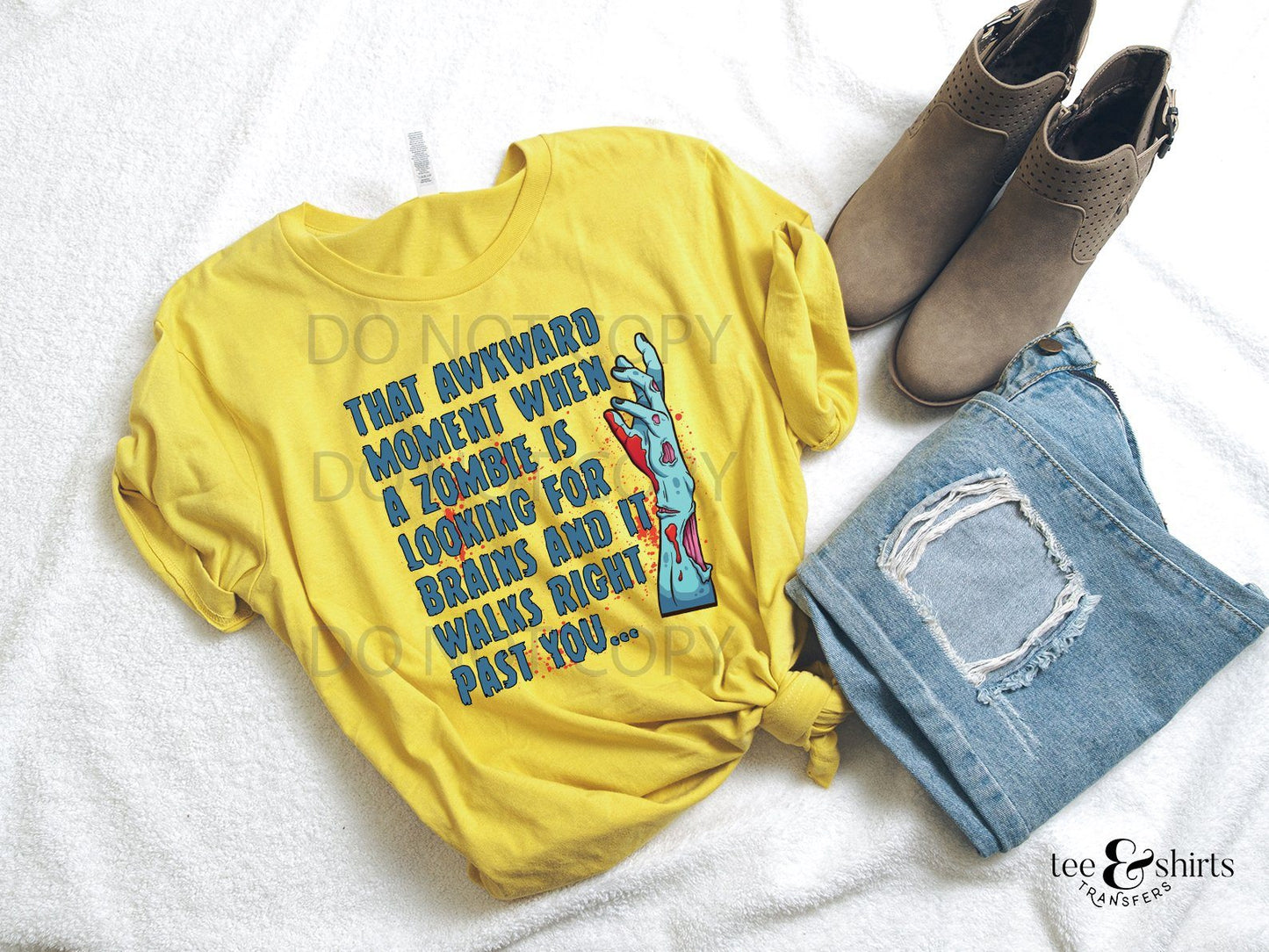 Zombie Brain tee and shirts transfers