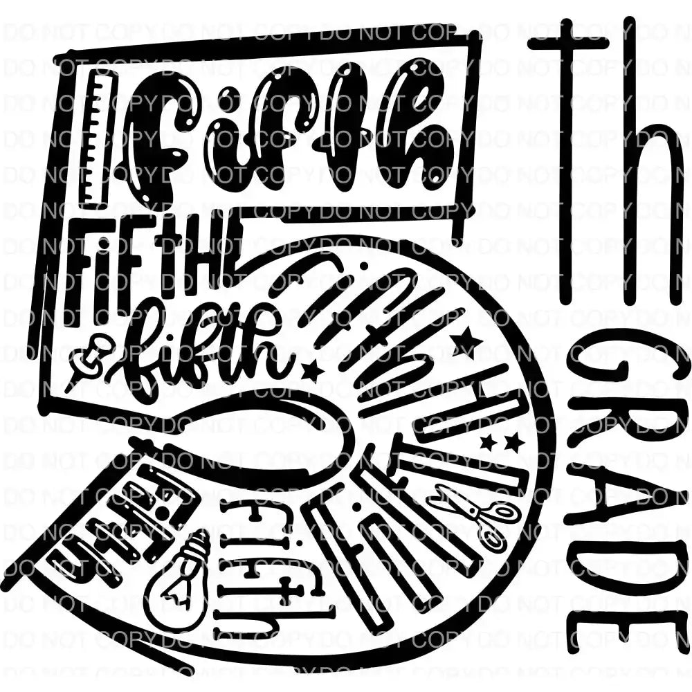5th Grade Typography DTF TRANSFER tee and shirts transfers 