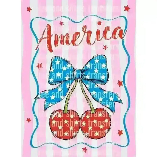 America Patriotic Cherries DTF TRANSFER DTF TRANSFER tee and shirts transfers 