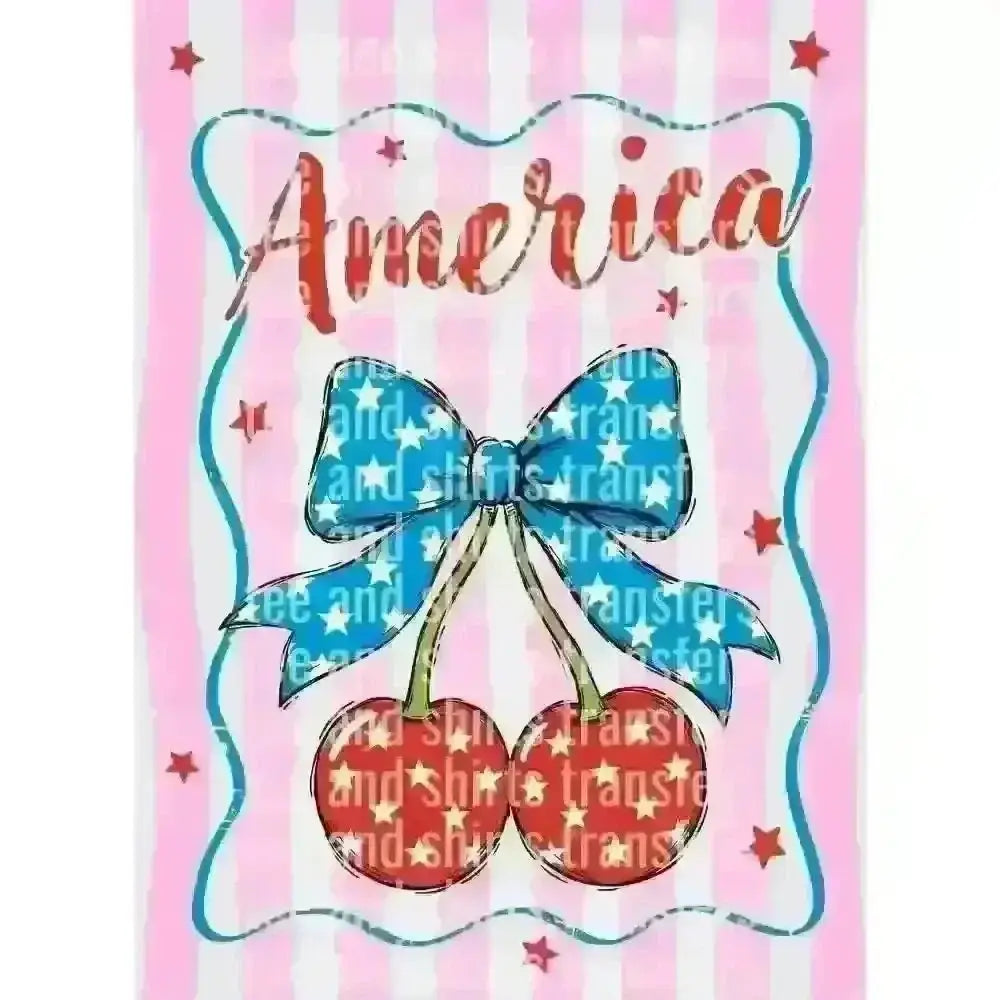 America Patriotic Cherries DTF TRANSFER DTF TRANSFER tee and shirts transfers 