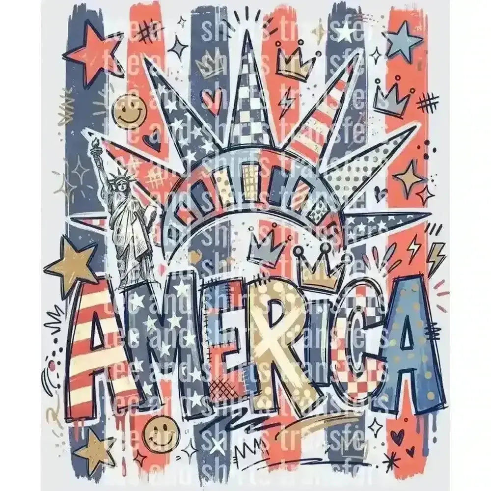 America Statue of Liberty DTF TRANSFER DTF TRANSFER tee and shirts transfers 