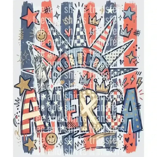 America Statue of Liberty DTF TRANSFER DTF TRANSFER tee and shirts transfers 