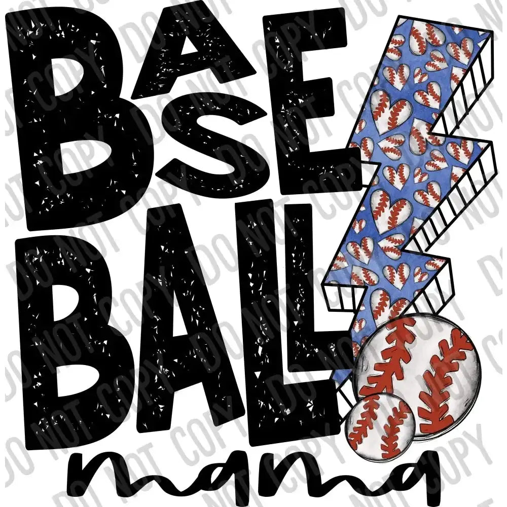 Baseball Mama Bolt DTF Transfer tee and shirts transfers 