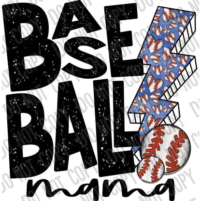 Baseball Mama Bolt DTF Transfer tee and shirts transfers 