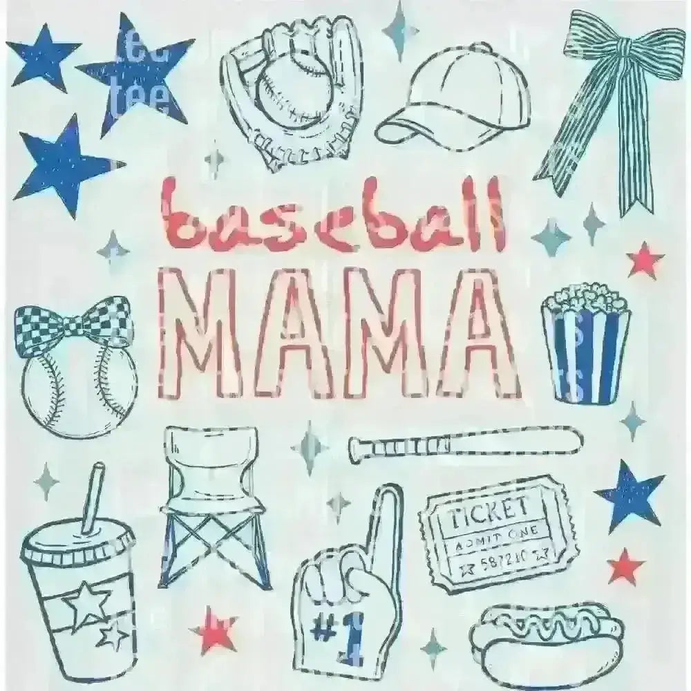 Baseball Mama DTF TRANSFER DTF TRANSFER tee and shirts transfers 