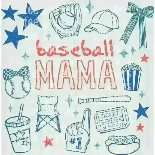 Baseball Mama DTF TRANSFER DTF TRANSFER tee and shirts transfers 