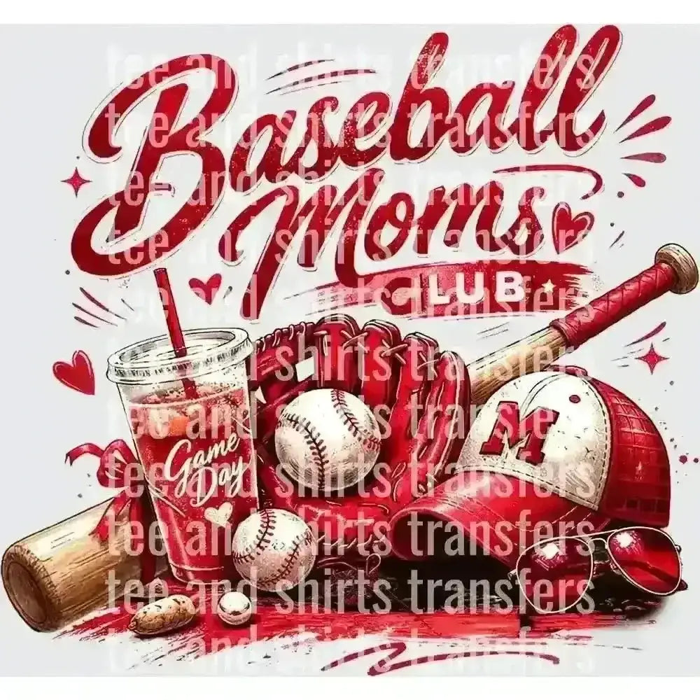Baseball Moms Club DTF TRANSFER DTF TRANSFER tee and shirts transfers 