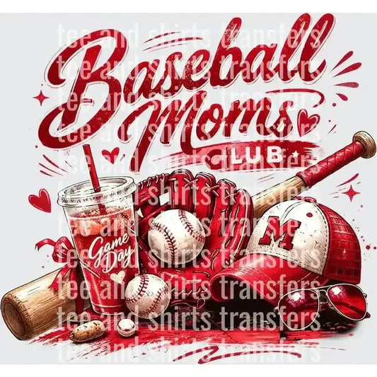 Baseball Moms Club DTF TRANSFER DTF TRANSFER tee and shirts transfers 