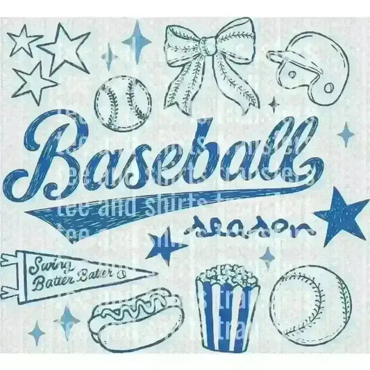 Baseball Season Blue Vintage DTF TRANSFER DTF TRANSFER tee and shirts transfers 