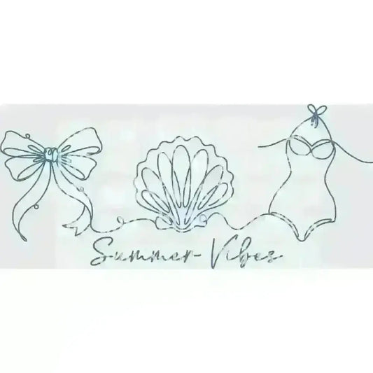 Bikini Bow and Seashell Line Art DTF TRANSFER DTF TRANSFER tee and shirts transfers 