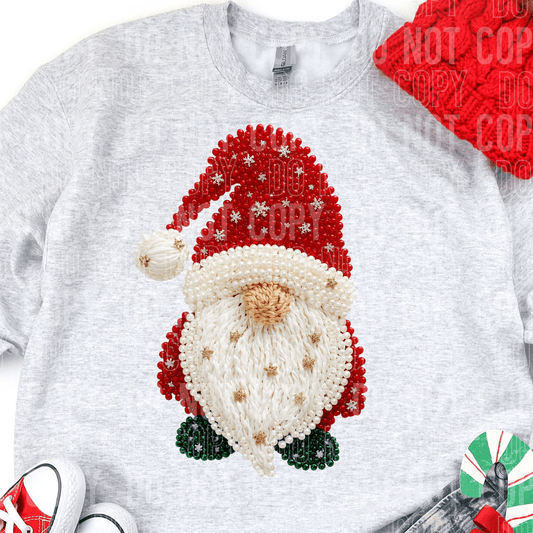 Christmas Gnome Faux Pearls DTF TRANSFER tee and shirts transfers 