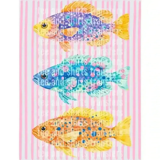 Colorful Watercolor Fish DTF TRANSFER DTF TRANSFER tee and shirts transfers 