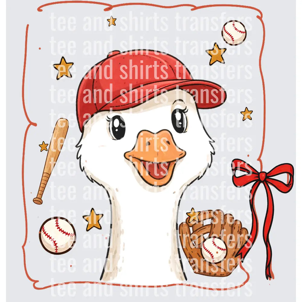 Cute Duck in Baseball Cap DTF TRANSFER