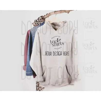 Ei-Lo 9380 Hoodie mockup Oatmeal Heather Hanging Sweatshirt Shirt mock up teeANDshirts 