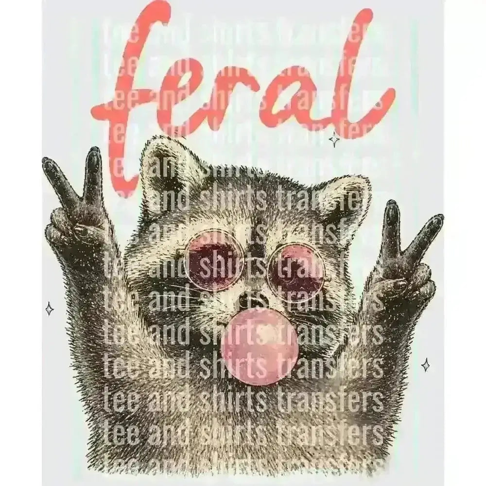 Feral Raccoon with Pink Sunglasses DTF TRANSFER DTF TRANSFER tee and shirts transfers 